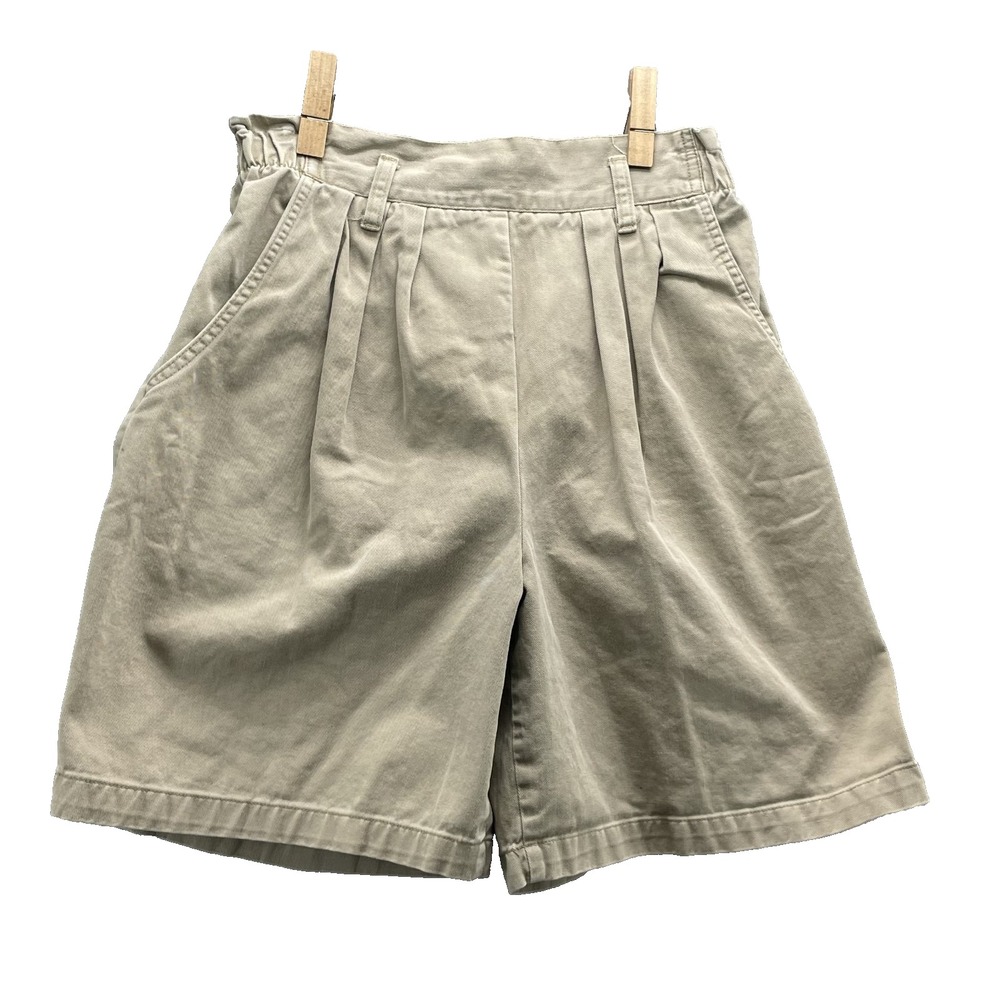 VTG Cotton Khaki Shorts Women's 12 High Waist Pleat Preppy Gorpcore Outdoor USA